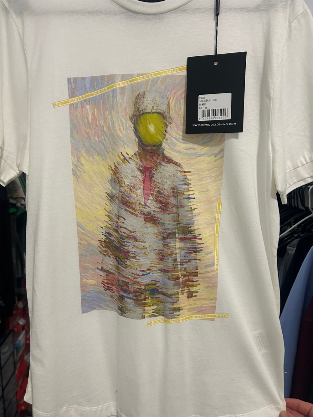 Unbranded White Short-Sleeve Graphic Tee with Multicolor Portrait Print